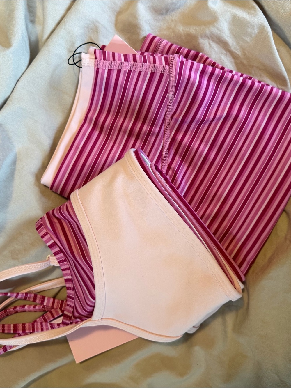 Striped Pink Sports Bra with Removable Lining